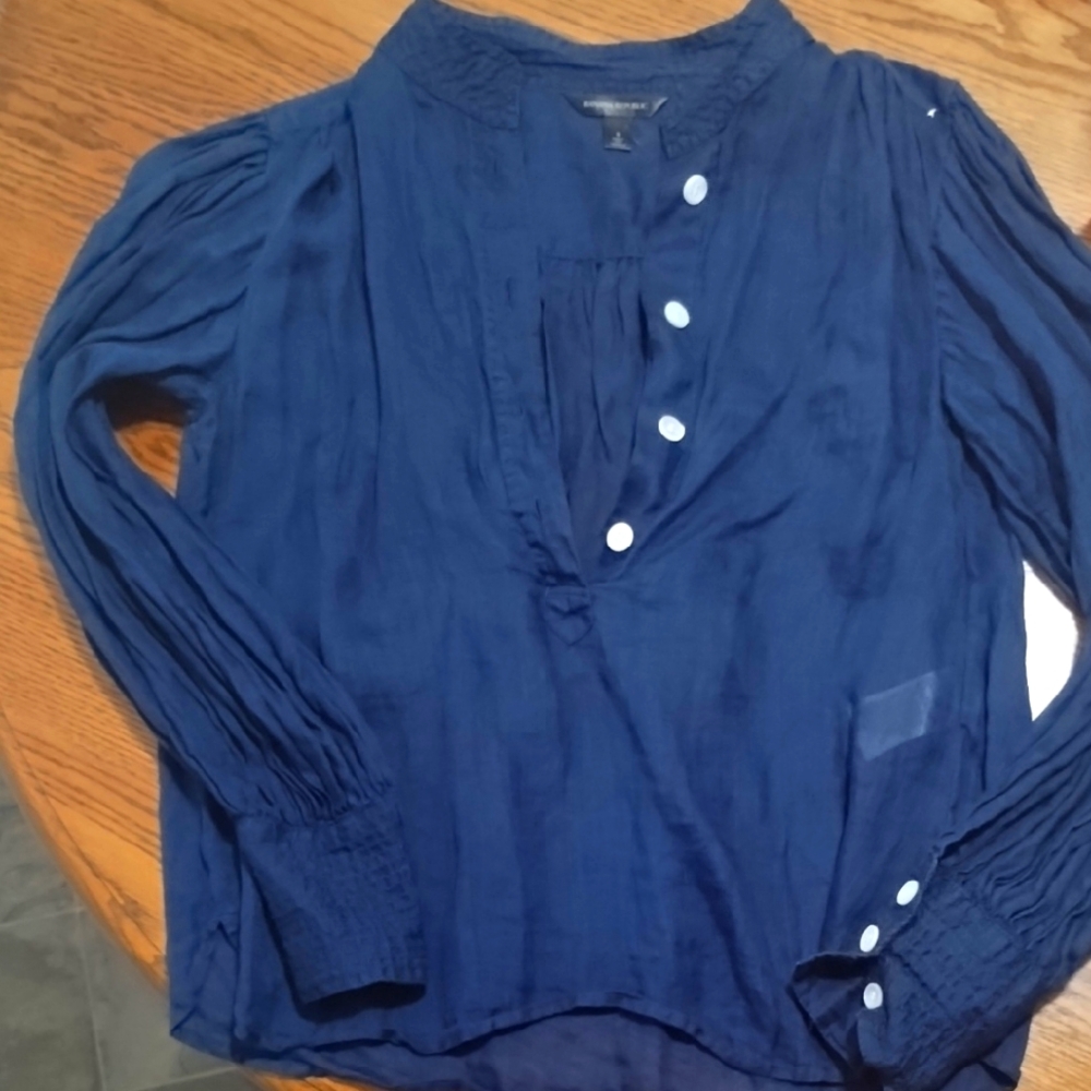 Banana Republic Deep Blue Shirt with White Button